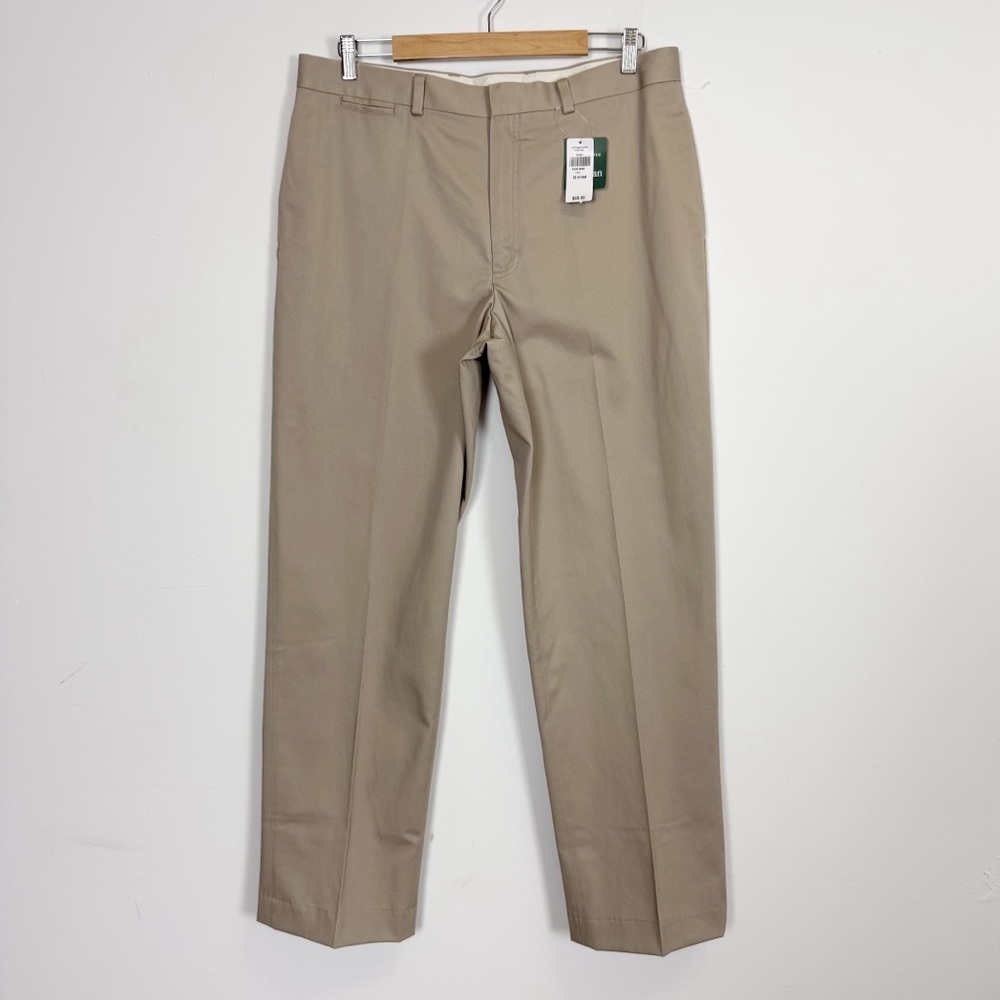 LL Bean Wrinkle Free Dress Chino Pants 36 x 32.5 Beige Khaki 262551 Classic NWT